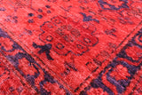 Red Super Kazak Full Pile Overdyed Hand Knotted Wool Rug - 9' 10" X 13' 10" - Golden Nile
