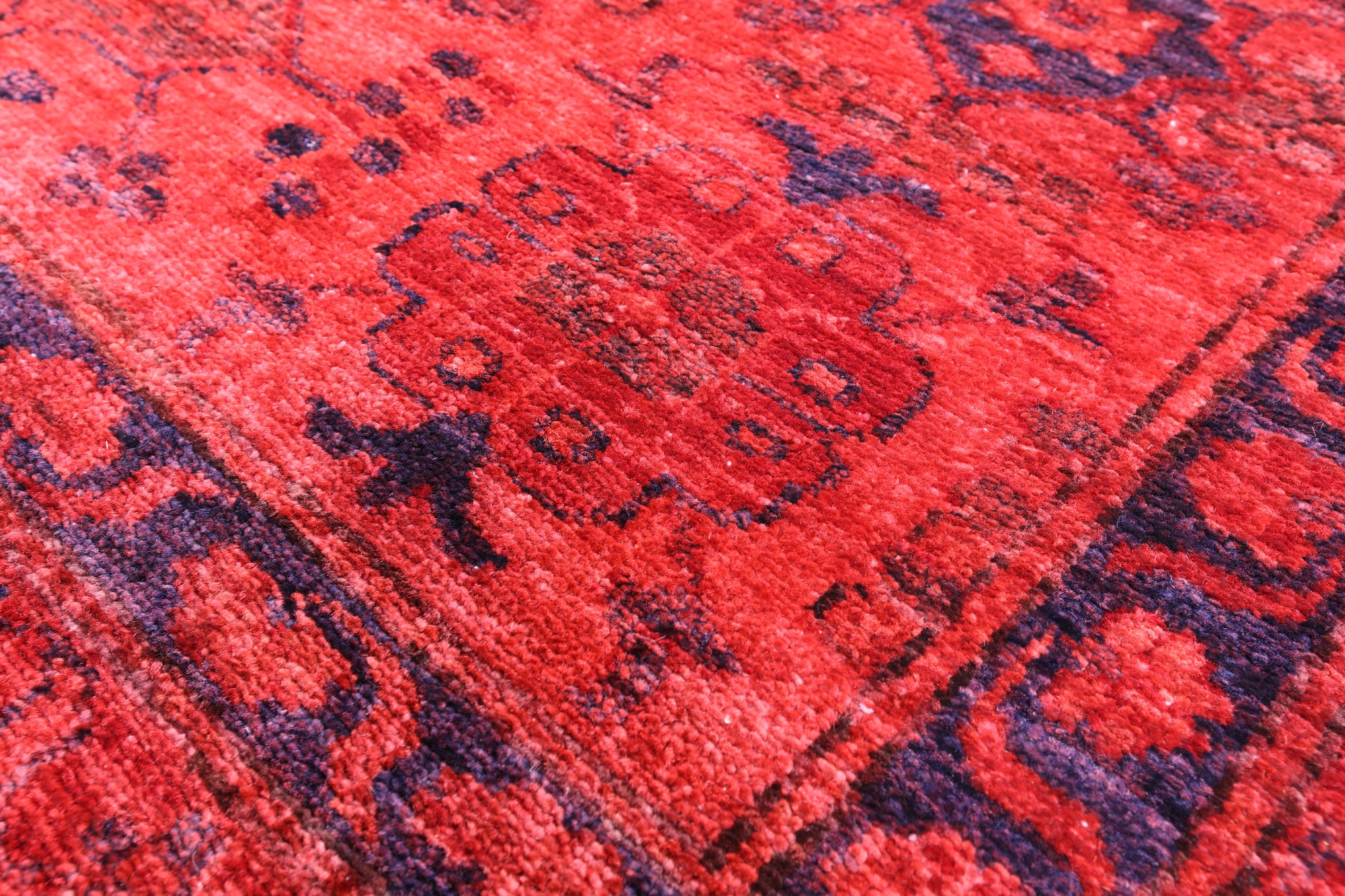 Red Super Kazak Full Pile Overdyed Hand Knotted Wool Rug - 9' 10" X 13' 10" - Golden Nile