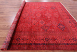 Red Super Kazak Full Pile Overdyed Hand Knotted Wool Rug - 9' 10" X 13' 10" - Golden Nile