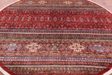 Red Round Khorjin Persian Gabbeh Hand Knotted Wool Rug - 9' 7" X 9' 7" - Golden Nile