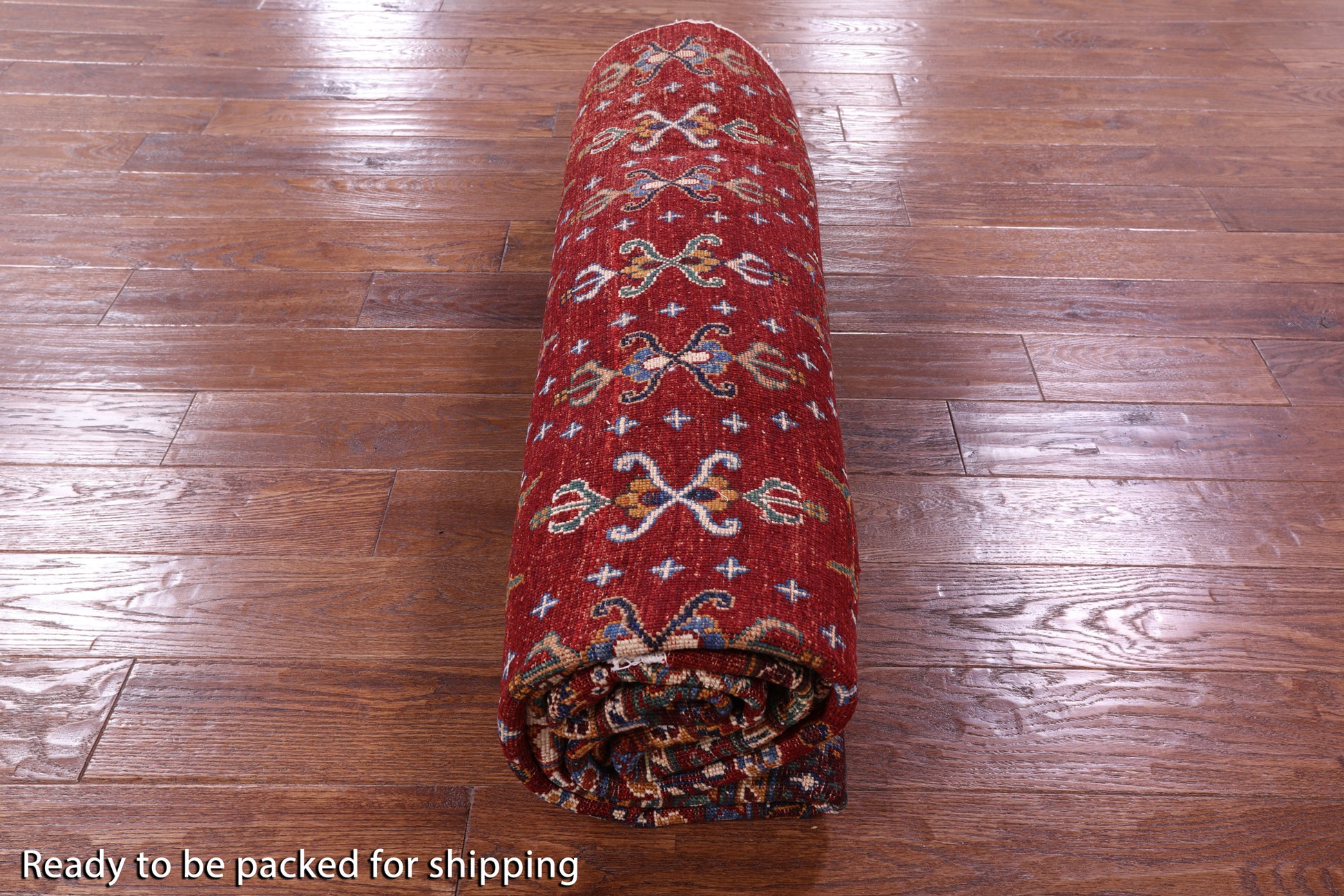 Red Round Khorjin Persian Gabbeh Hand Knotted Wool Rug - 9' 7" X 9' 7" - Golden Nile