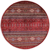 Red Round Khorjin Persian Gabbeh Hand Knotted Wool Rug - 9' 7" X 9' 7" - Golden Nile
