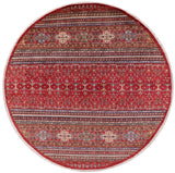 Red Round Khorjin Persian Gabbeh Handmade Wool Rug - 9' 6" X 9' 7" - Golden Nile