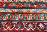 Red Round Khorjin Persian Gabbeh Handmade Wool Rug - 9' 6" X 9' 7" - Golden Nile