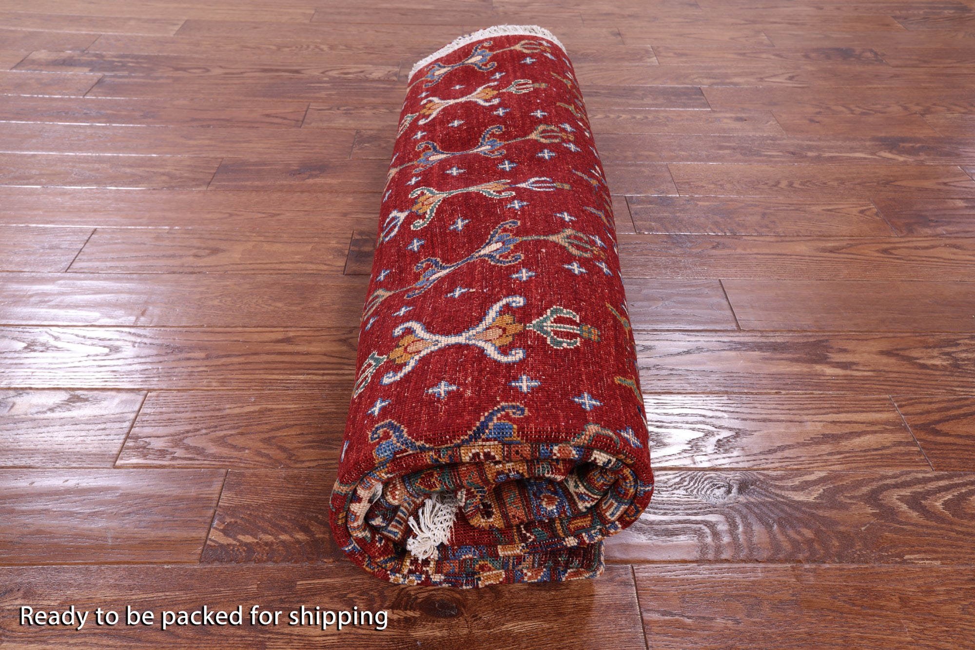 Red Round Khorjin Persian Gabbeh Handmade Wool Rug - 9' 6" X 9' 7" - Golden Nile