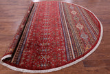 Red Round Khorjin Persian Gabbeh Hand Knotted Wool Rug - 9' 8" X 9' 9" - Golden Nile