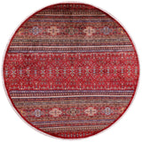 Red Round Khorjin Persian Gabbeh Hand Knotted Wool Rug - 9' 8" X 9' 9" - Golden Nile