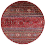 Red Round Khorjin Persian Gabbeh Hand Knotted Wool Rug - 9' 4" X 9' 7" - Golden Nile