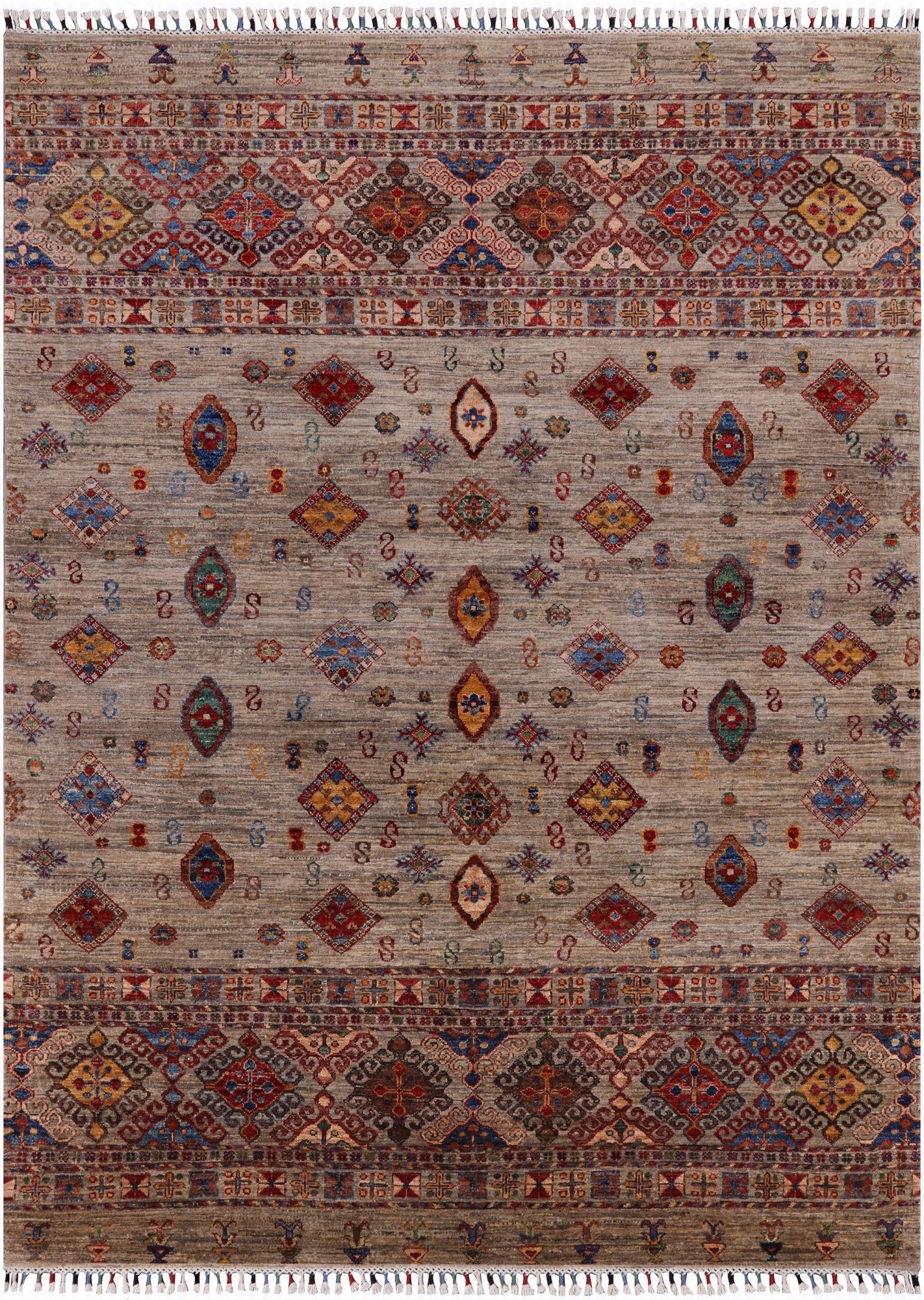 Khorjin Persian Gabbeh Handmade Wool Rug - 5' 10" X 7' 10" - Golden Nile