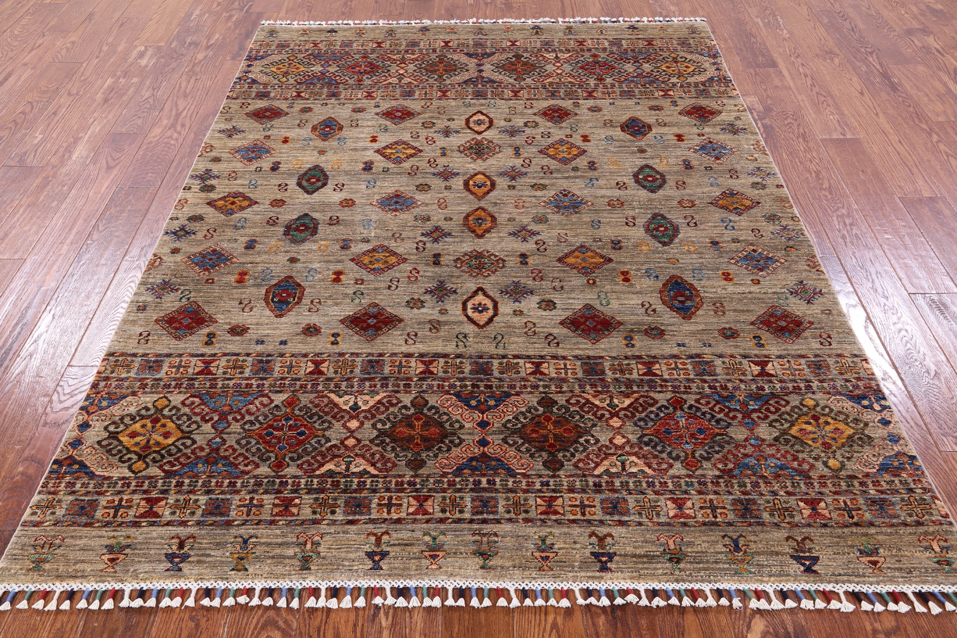 Khorjin Persian Gabbeh Handmade Wool Rug - 5' 10" X 7' 10" - Golden Nile