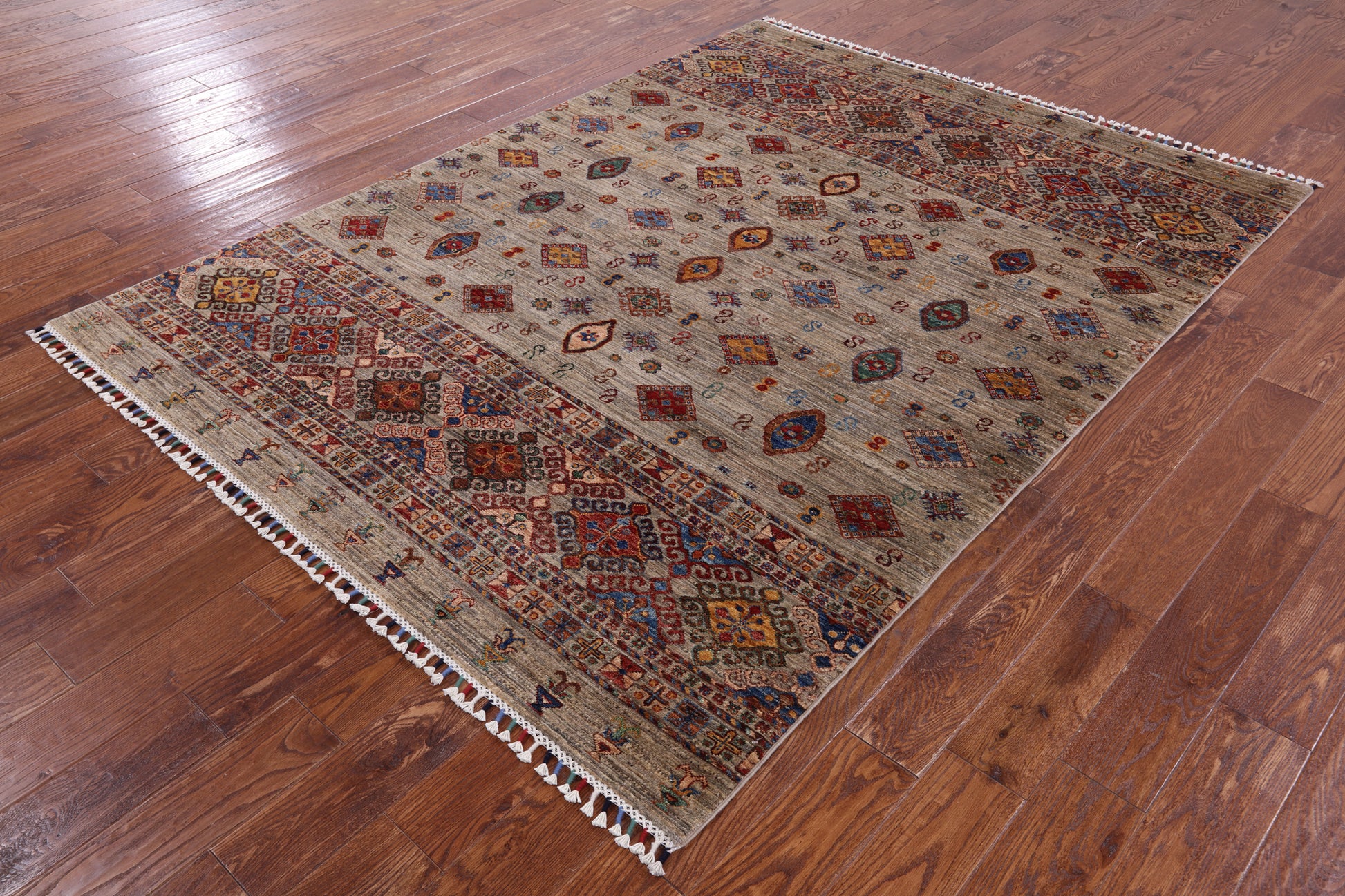 Khorjin Persian Gabbeh Handmade Wool Rug - 5' 10" X 7' 10" - Golden Nile