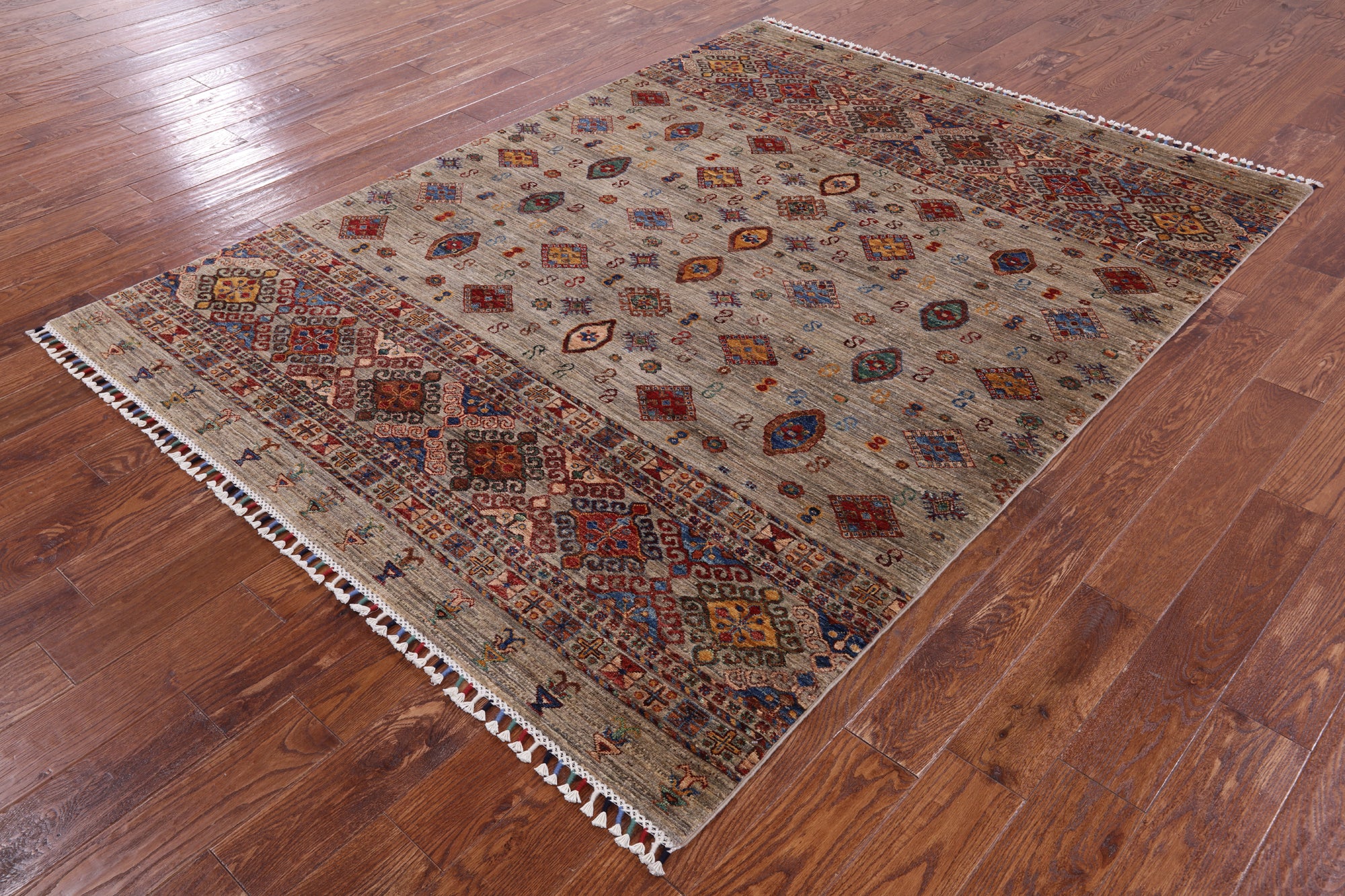 Khorjin Persian Gabbeh Handmade Wool Rug - 5' 10" X 7' 10" - Golden Nile
