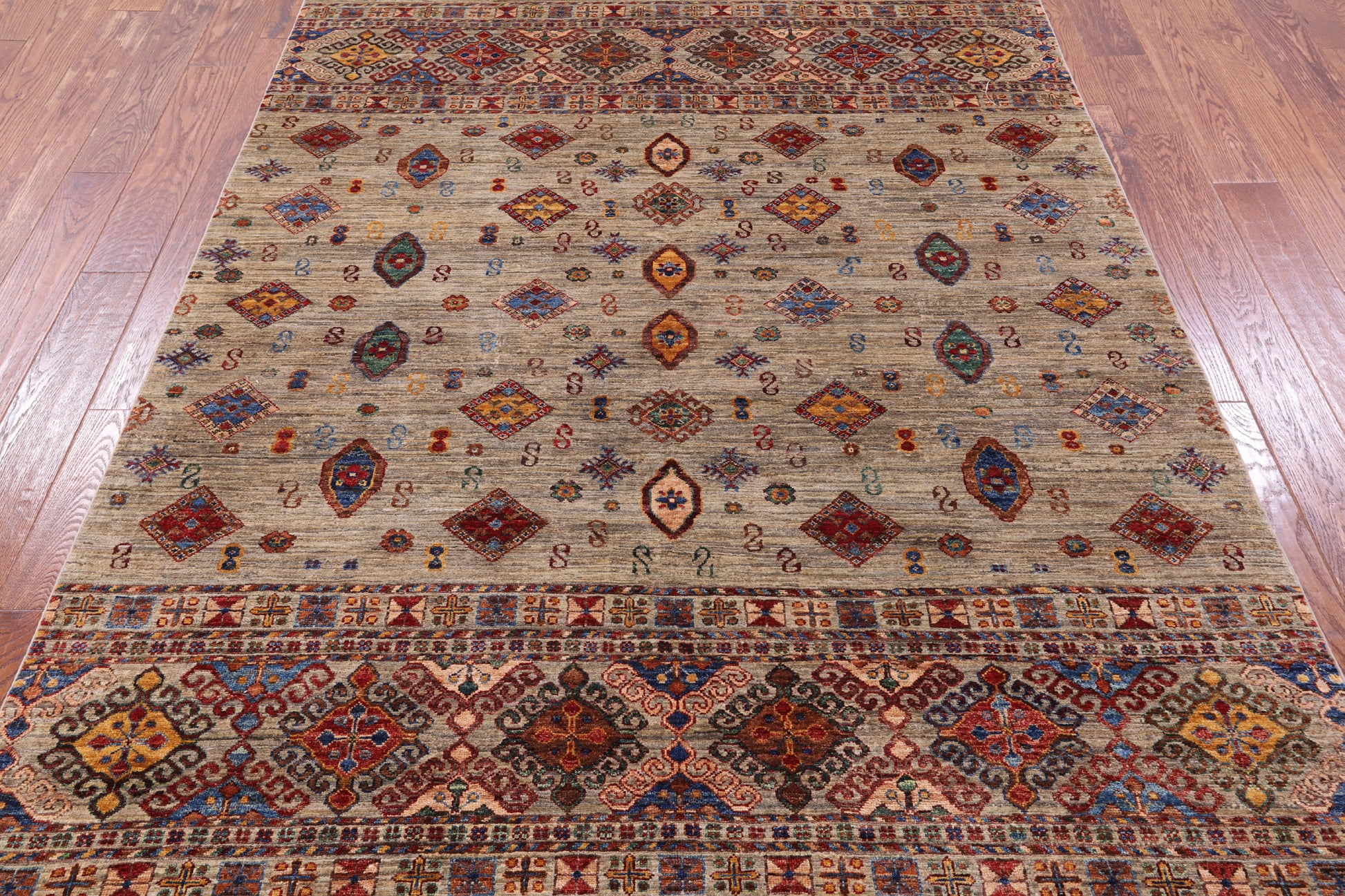 Khorjin Persian Gabbeh Handmade Wool Rug - 5' 10" X 7' 10" - Golden Nile