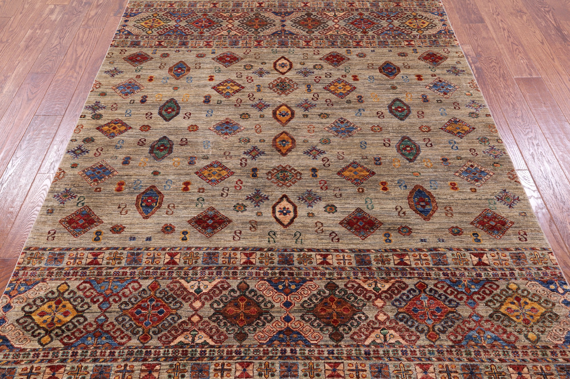 Khorjin Persian Gabbeh Handmade Wool Rug - 5' 10" X 7' 10" - Golden Nile