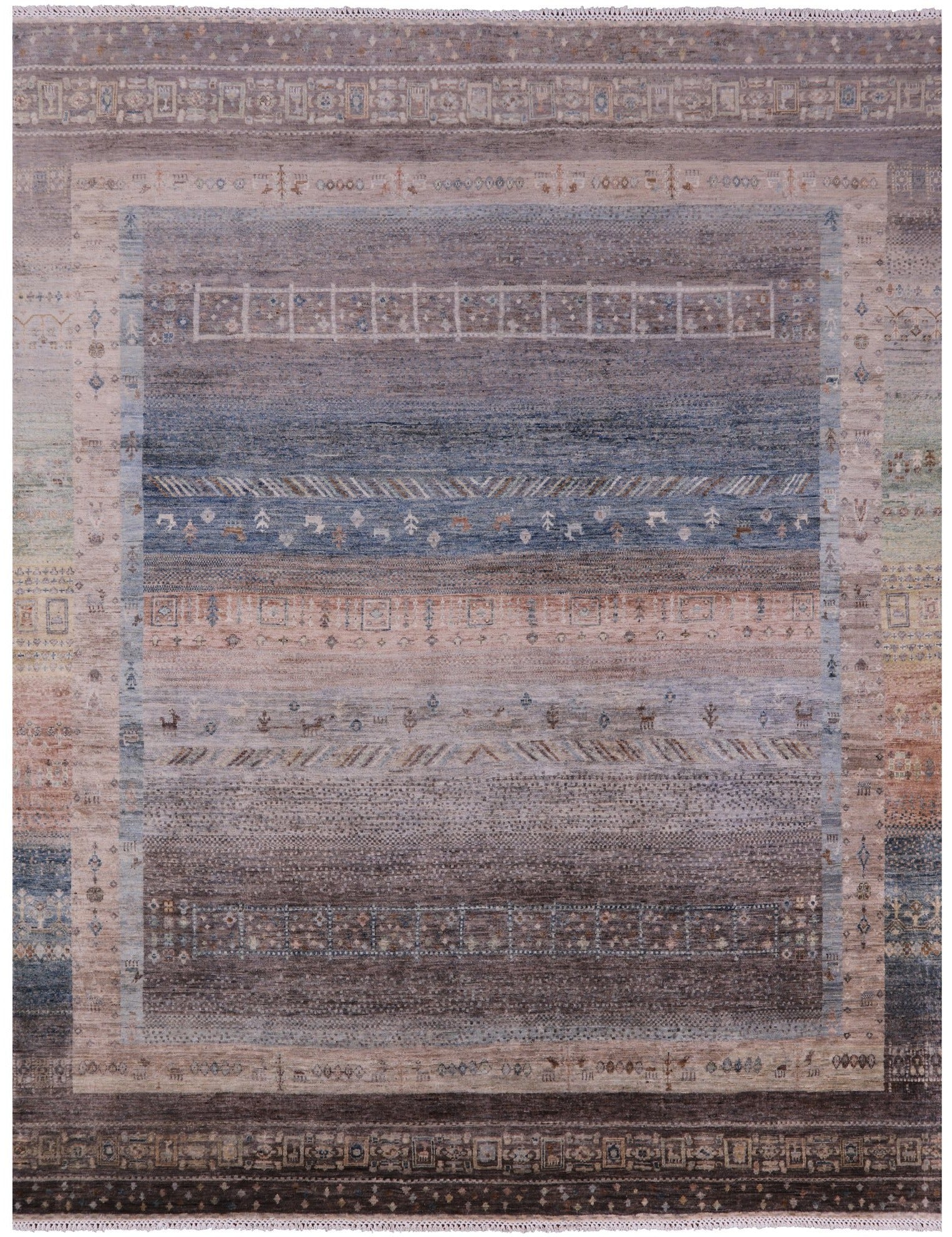 Tribal Persian Gabbeh Hand Knotted Wool Rug - 8' 0" X 10' 0" - Golden Nile
