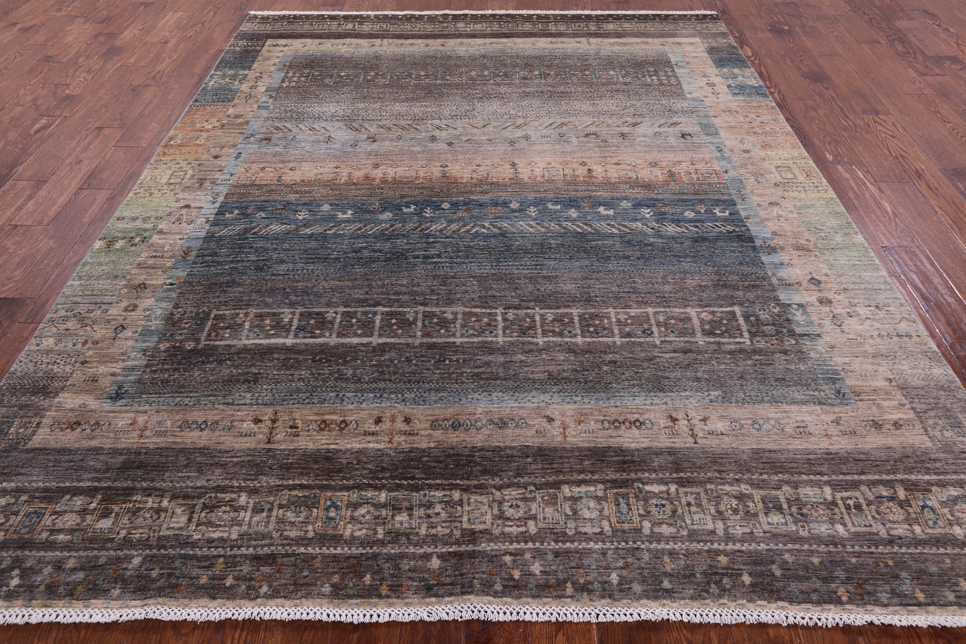Tribal Persian Gabbeh Hand Knotted Wool Rug - 8' 0" X 10' 0" - Golden Nile