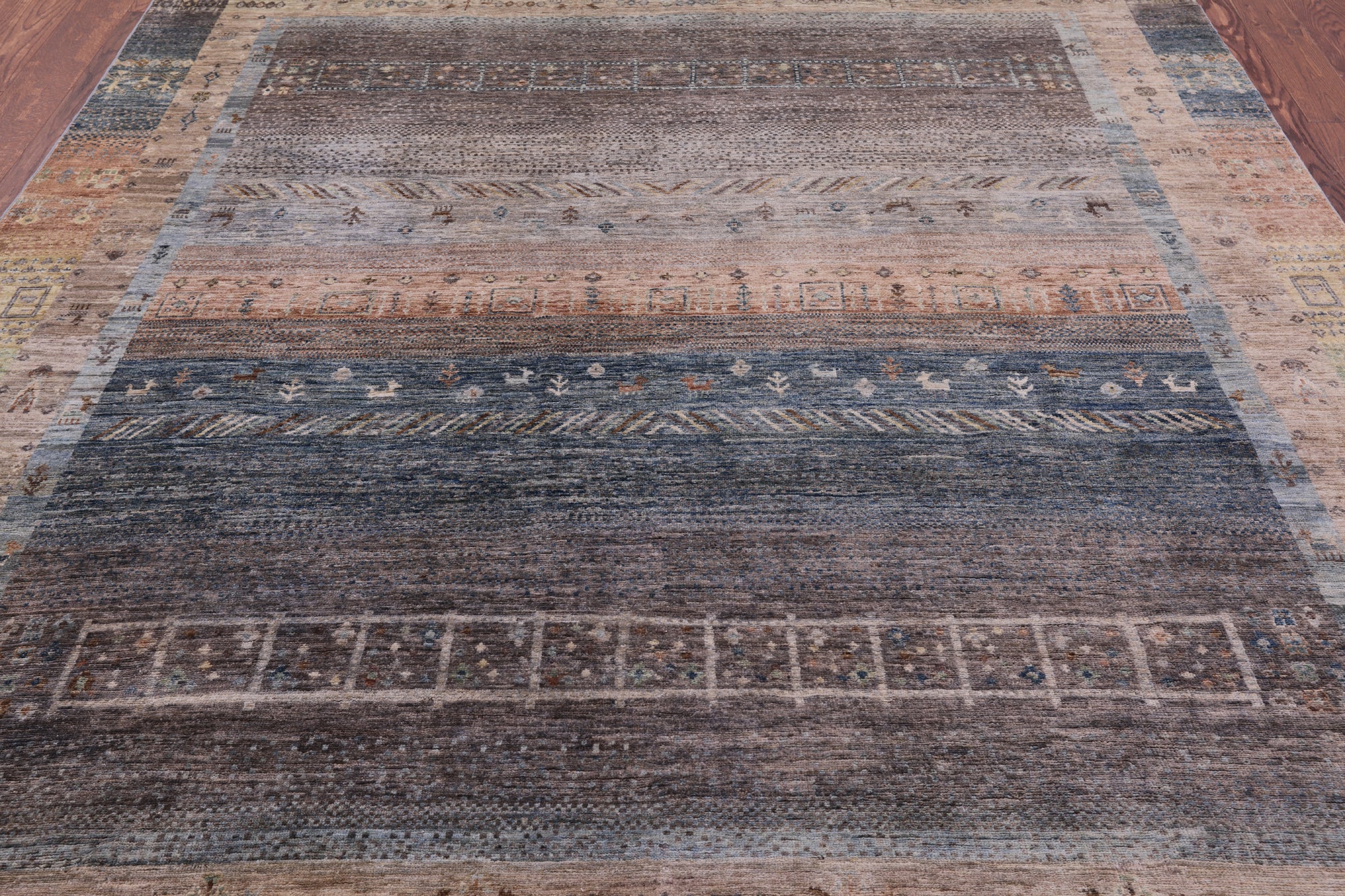 Tribal Persian Gabbeh Hand Knotted Wool Rug - 8' 0" X 10' 0" - Golden Nile