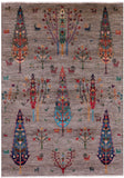 Tribal Persian Gabbeh Hand Knotted Wool Rug - 5' 9" X 8' 2" - Golden Nile