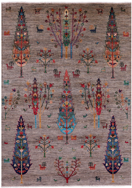 Tribal Persian Gabbeh Hand Knotted Wool Rug - 5' 9" X 8' 2" - Golden Nile