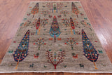 Tribal Persian Gabbeh Hand Knotted Wool Rug - 5' 9" X 8' 2" - Golden Nile
