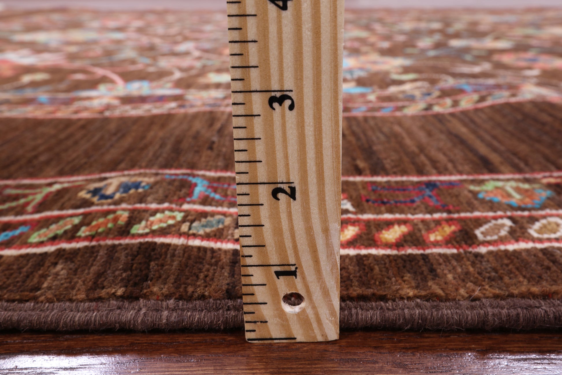 Brown Peshawar Handmade Wool Rug - 5' 7" X 8' 0" - Golden Nile