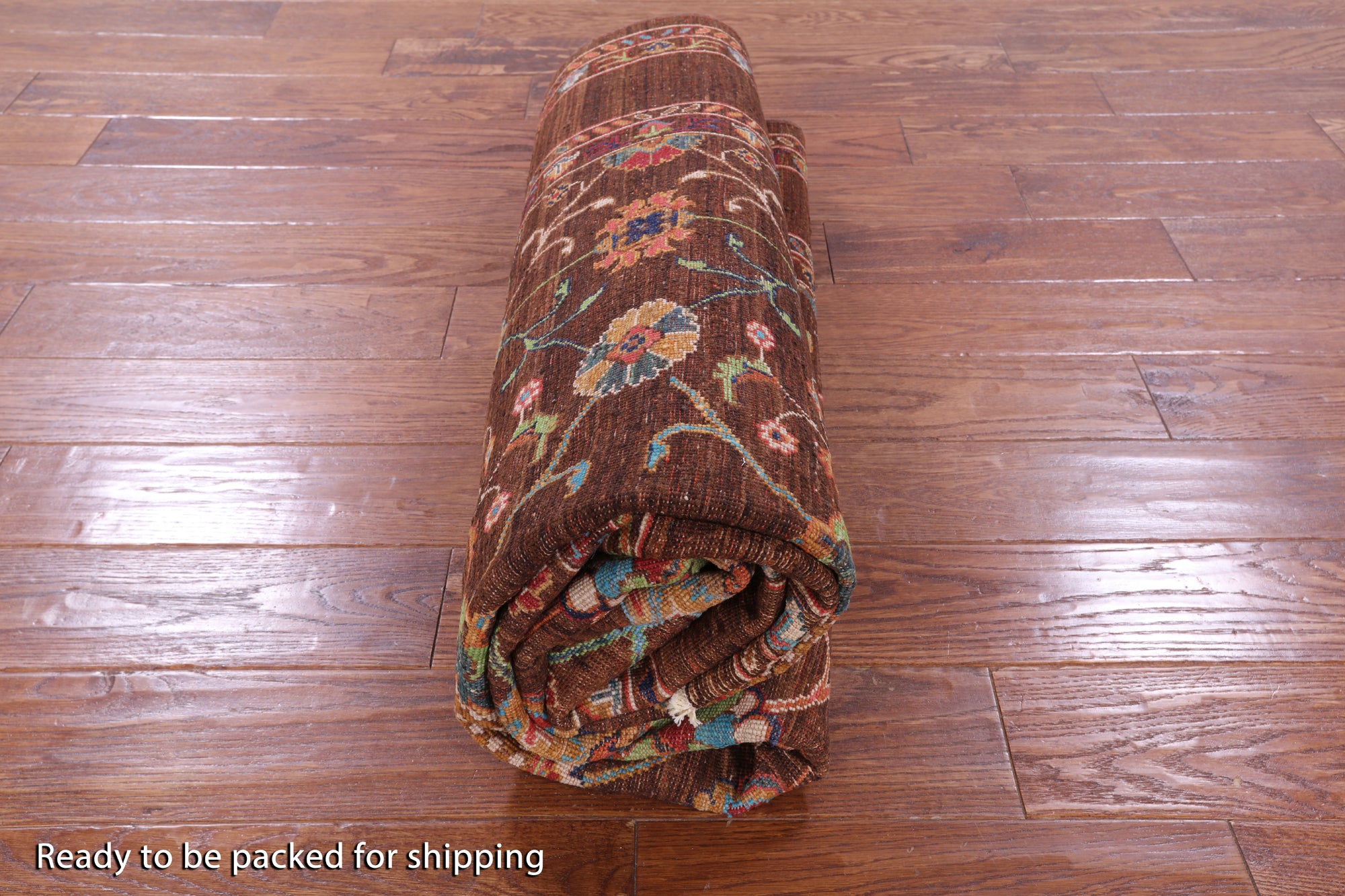 Brown Peshawar Handmade Wool Rug - 5' 7" X 8' 0" - Golden Nile