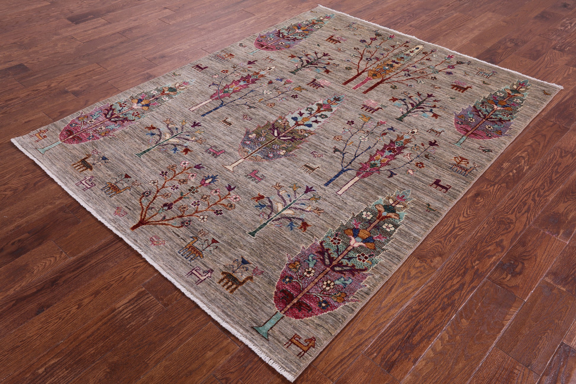 Persian Gabbeh Hand Knotted Wool Rug - 5' 1" X 6' 9" - Golden Nile