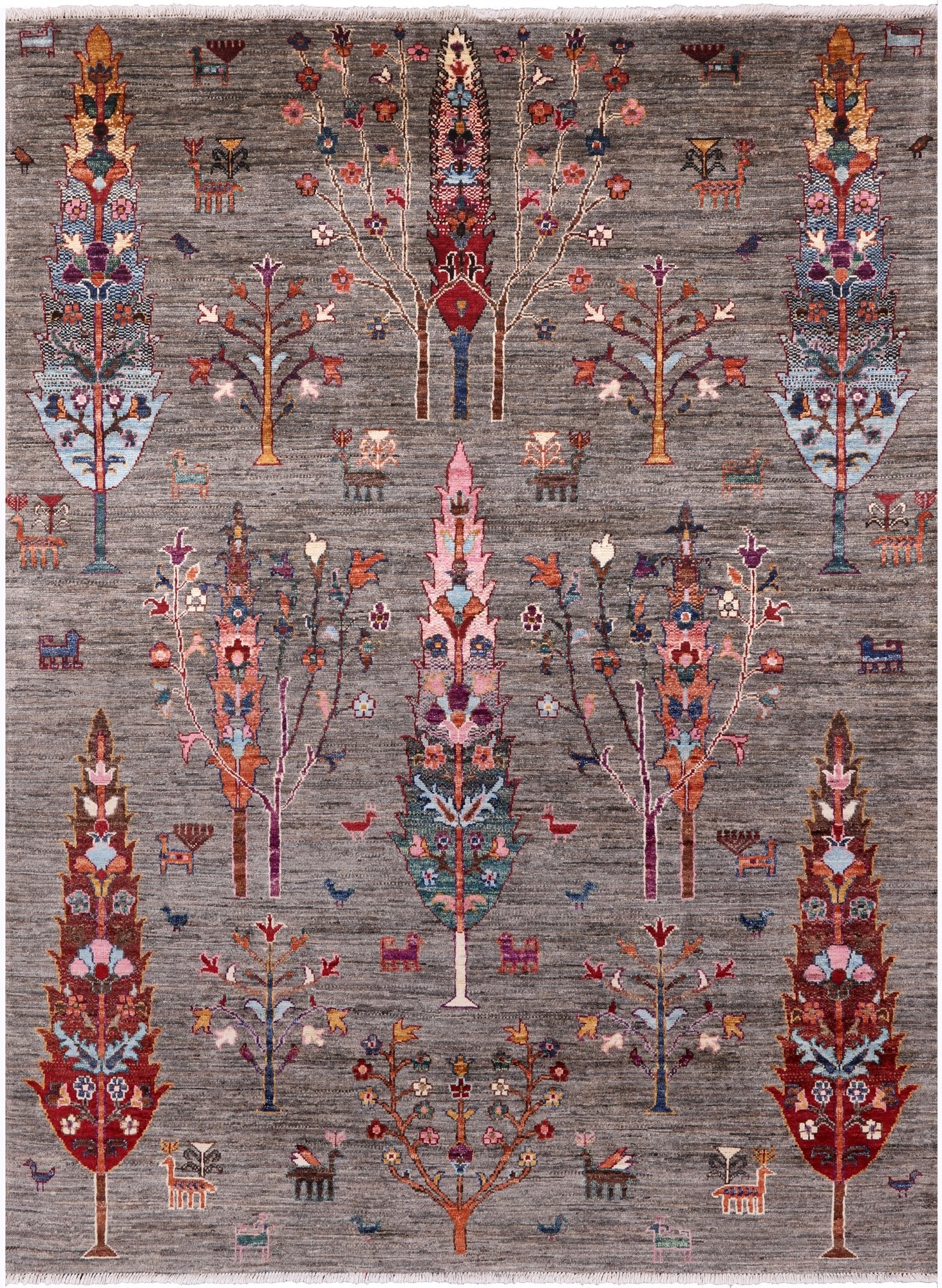 Persian Gabbeh Handmade Wool Rug - 5' 0" X 6' 7" - Golden Nile