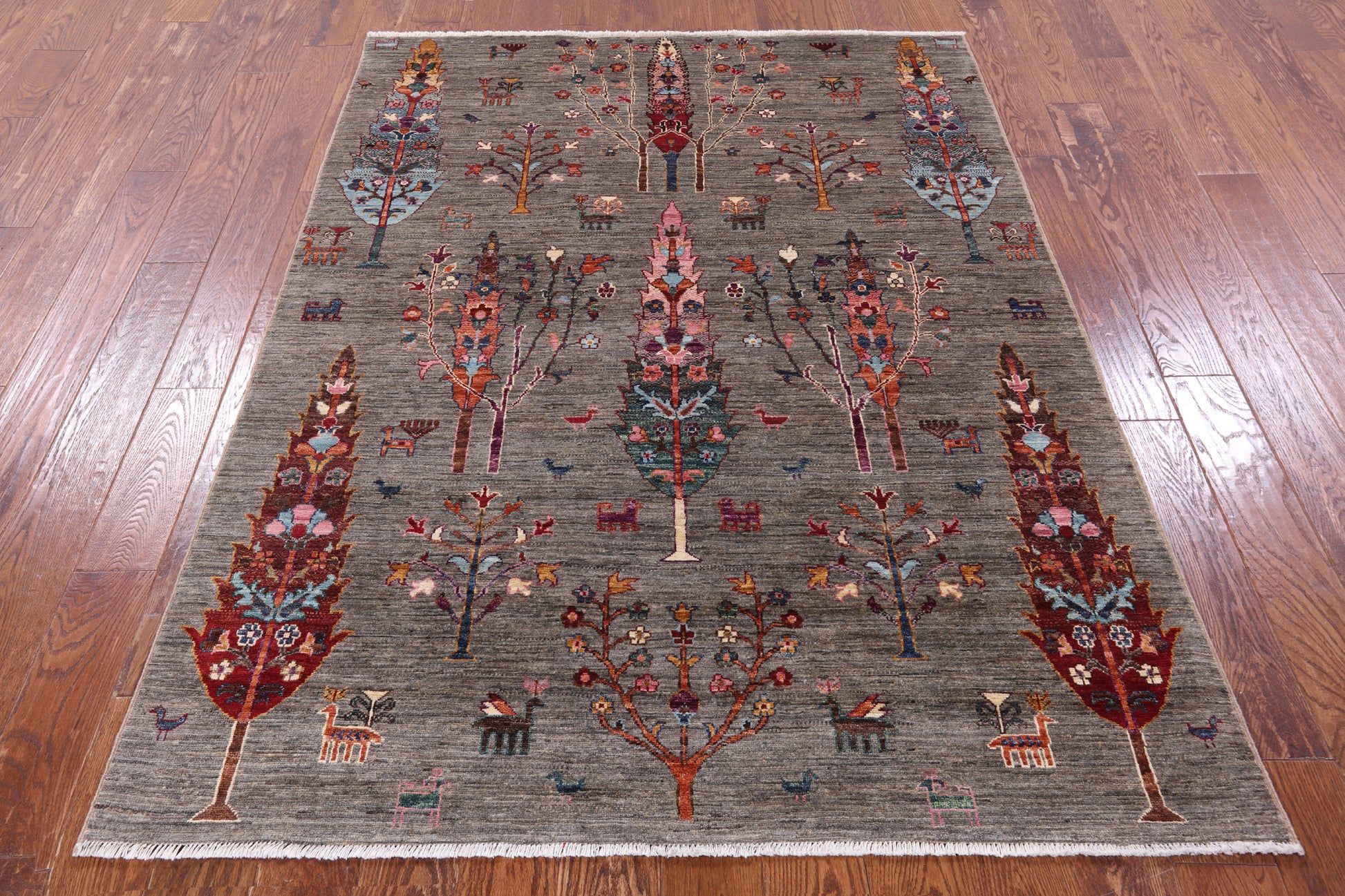 Persian Gabbeh Handmade Wool Rug - 5' 0" X 6' 7" - Golden Nile