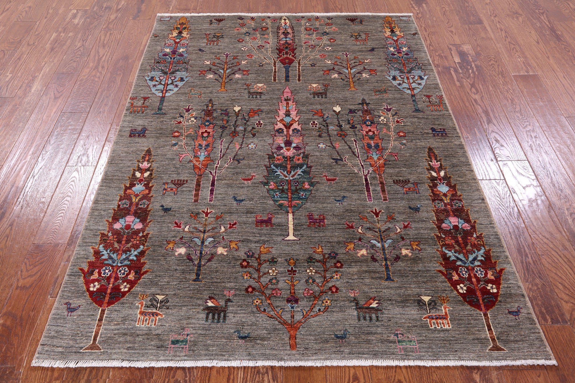 Persian Gabbeh Handmade Wool Rug - 5' 0" X 6' 7" - Golden Nile