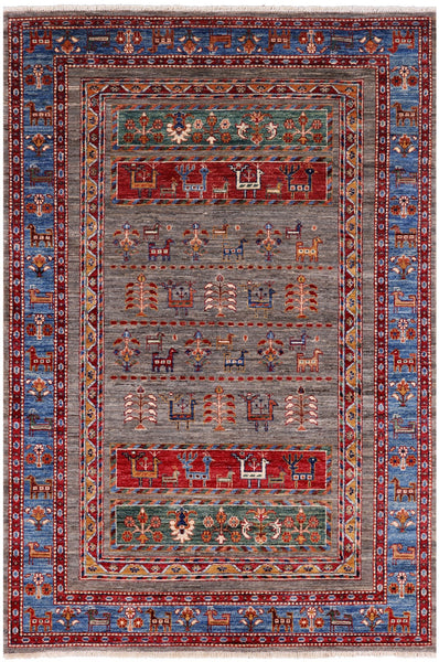 Tribal Persian Gabbeh Hand Knotted Wool Rug - 4' 4" X 6' 4" - Golden Nile