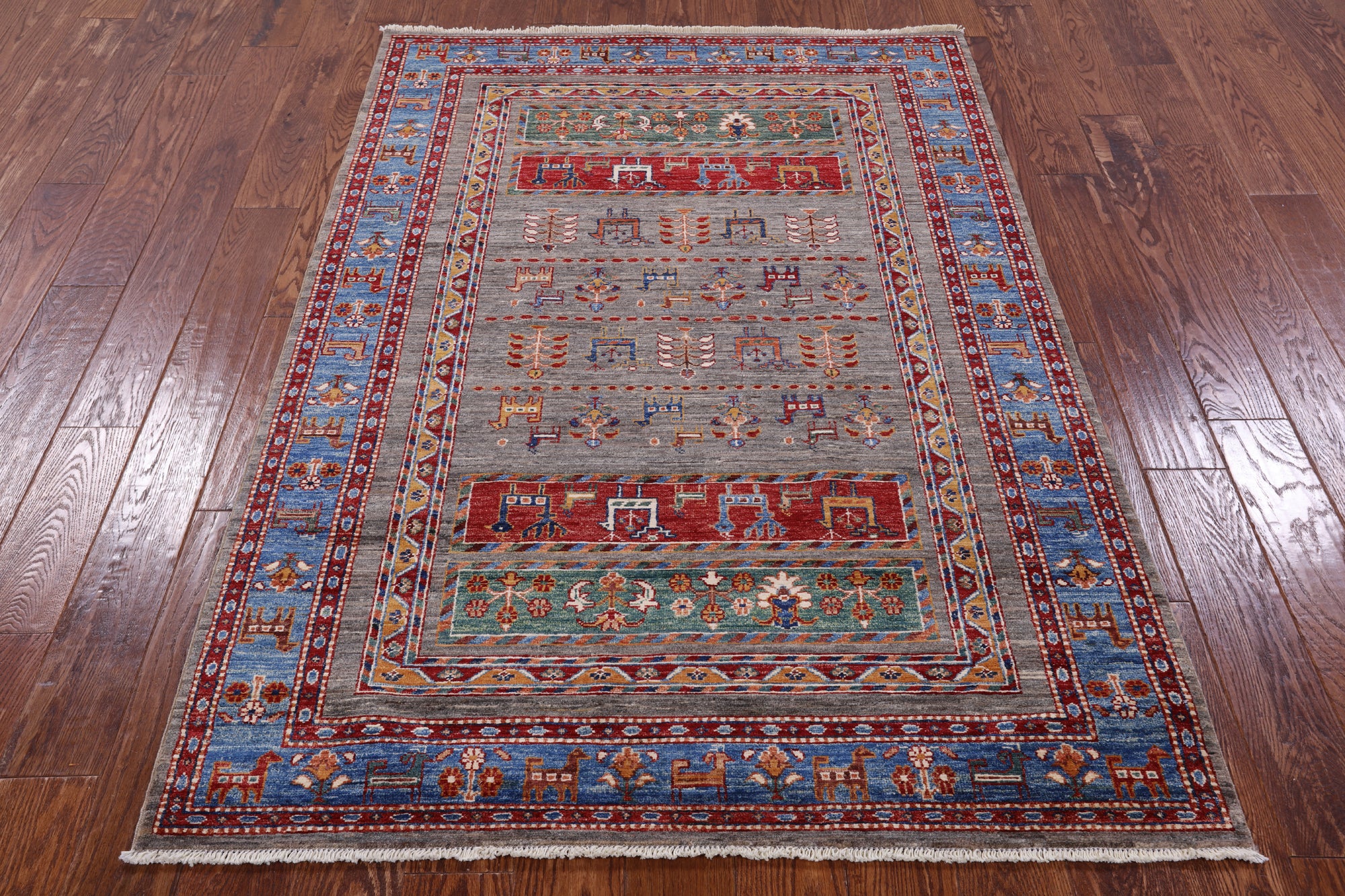 Tribal Persian Gabbeh Hand Knotted Wool Rug - 4' 4" X 6' 4" - Golden Nile