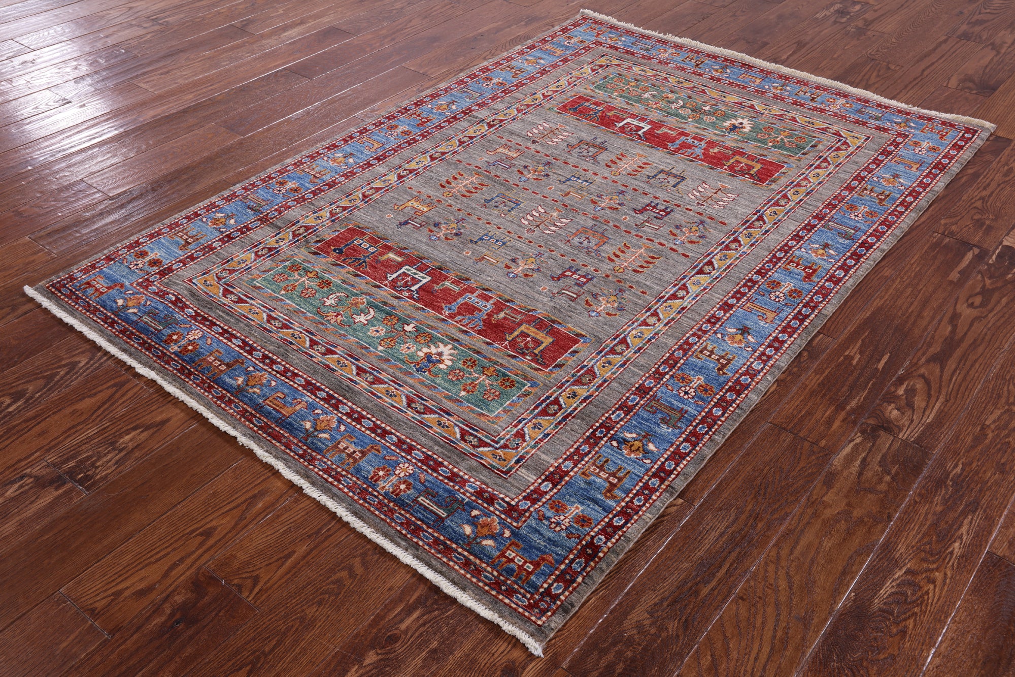 Tribal Persian Gabbeh Hand Knotted Wool Rug - 4' 4" X 6' 4" - Golden Nile