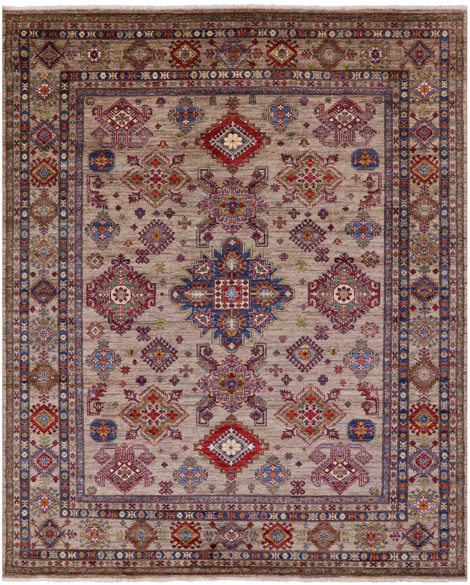 Super Kazak Hand Knotted Wool Rug - 8' 3" X 9' 11" - Golden Nile