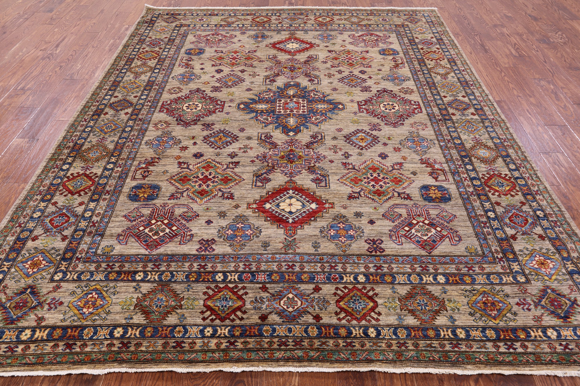 Super Kazak Hand Knotted Wool Rug - 8' 3" X 9' 11" - Golden Nile