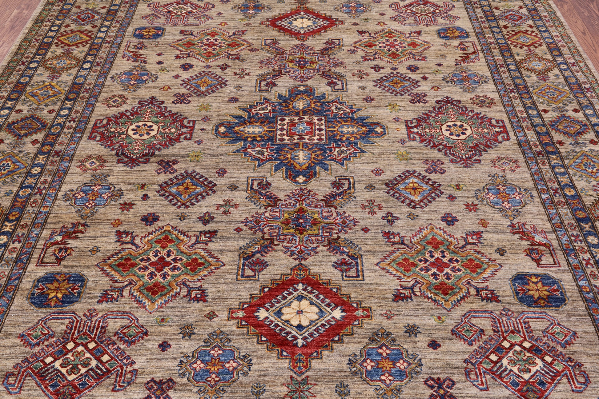 Super Kazak Hand Knotted Wool Rug - 8' 3" X 9' 11" - Golden Nile