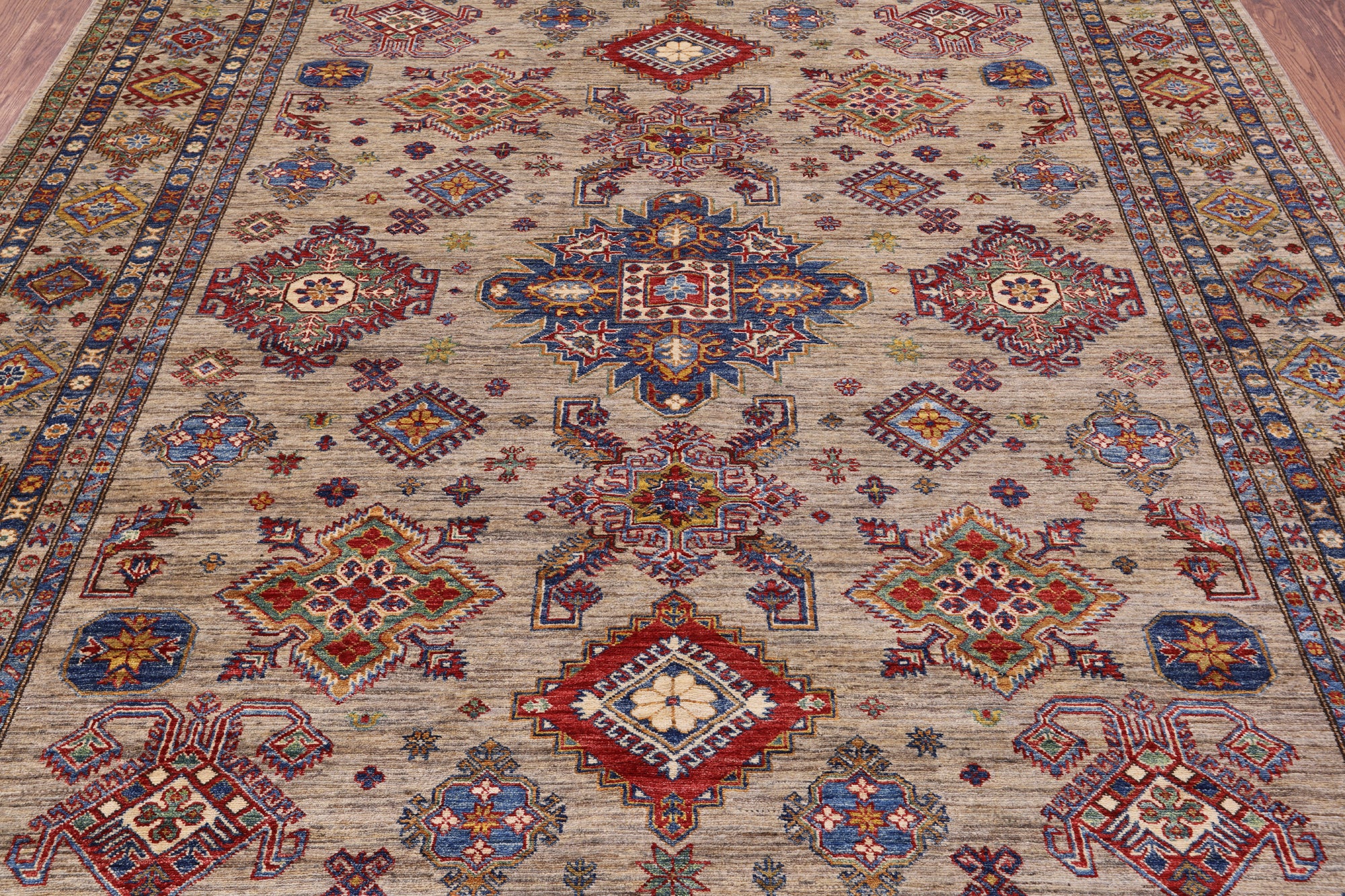 Super Kazak Hand Knotted Wool Rug - 8' 3" X 9' 11" - Golden Nile