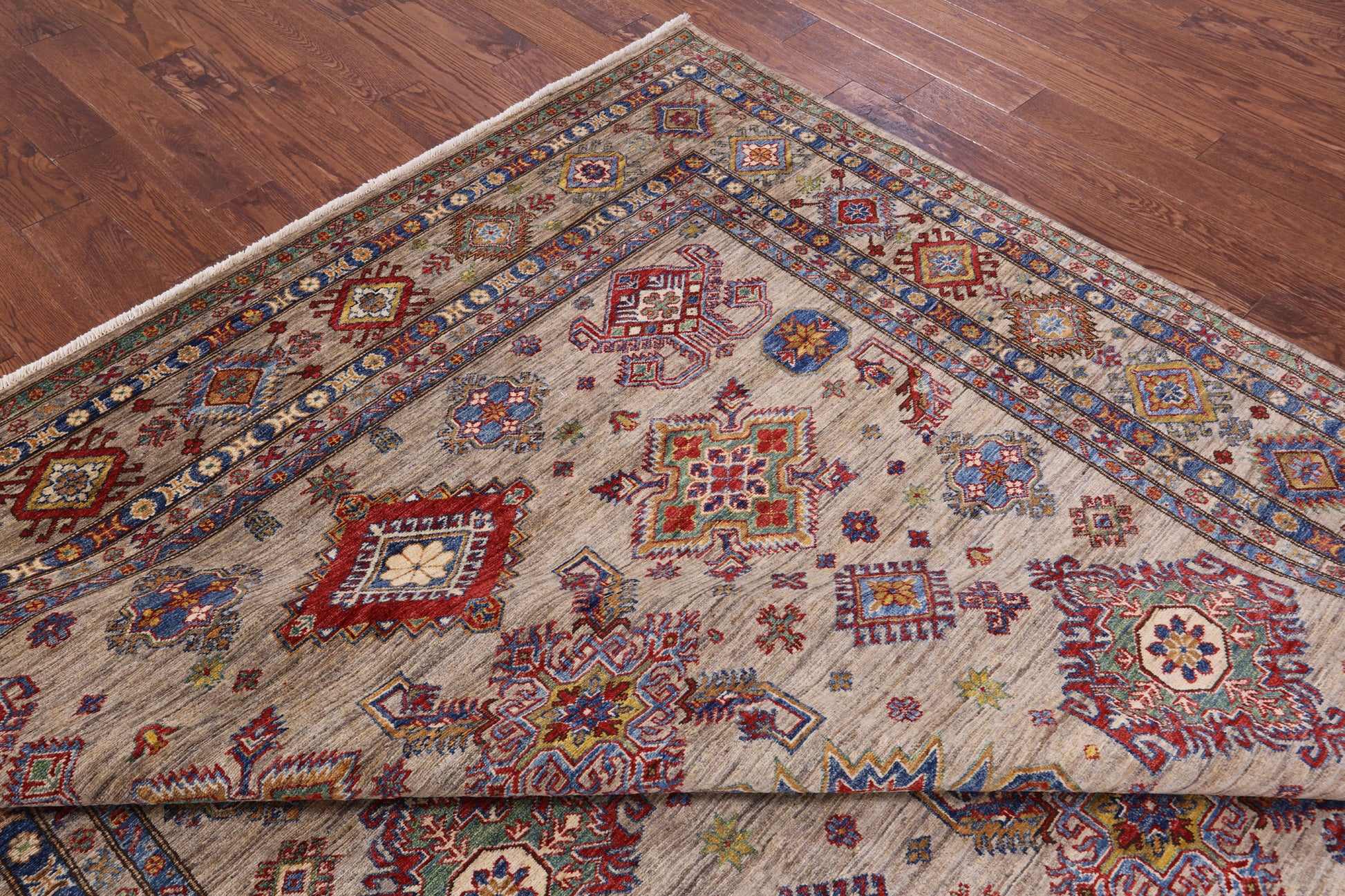 Super Kazak Hand Knotted Wool Rug - 8' 3" X 9' 11" - Golden Nile