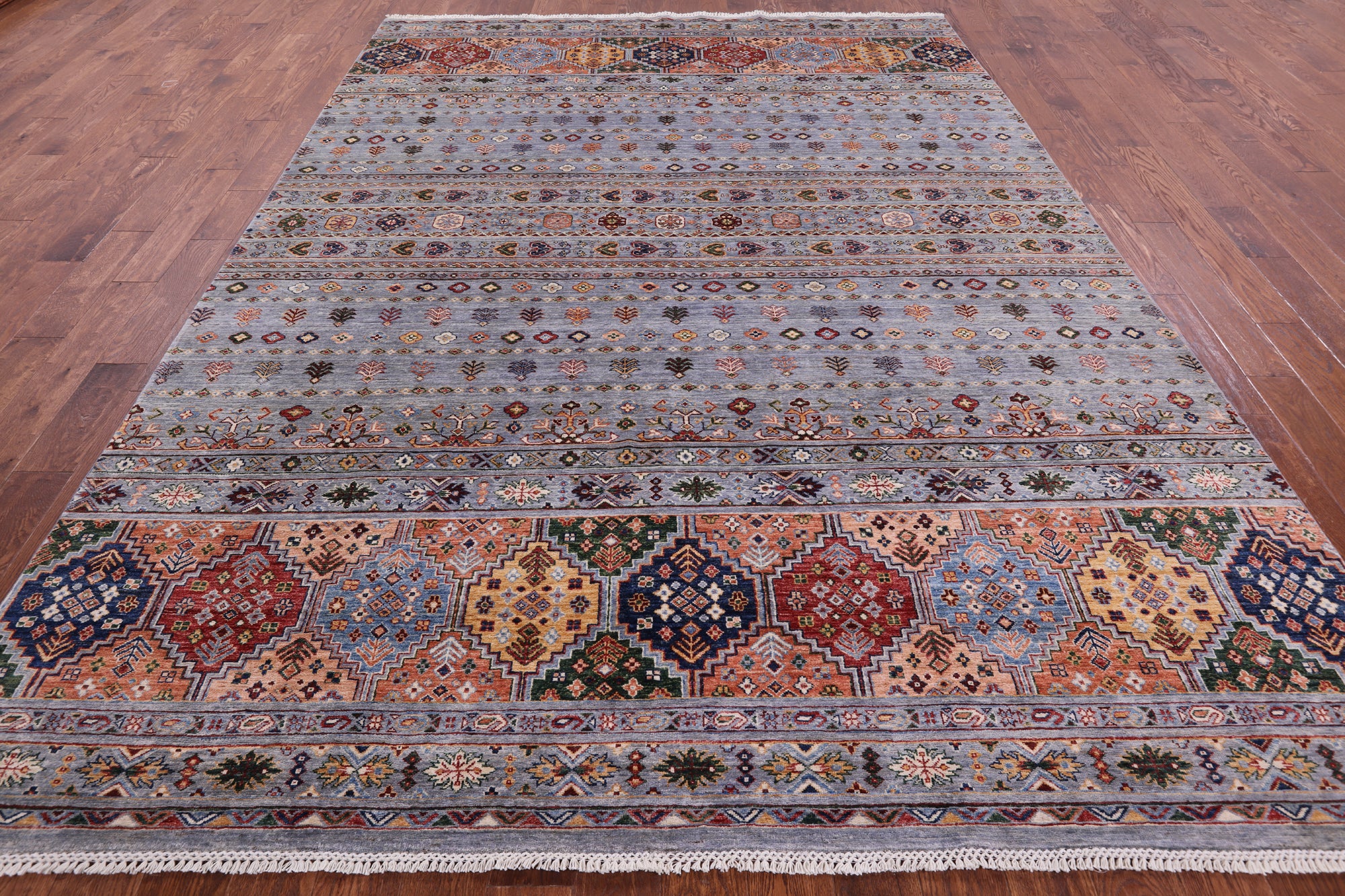 Tribal Persian Gabbeh Hand Knotted Wool Rug - 8' 5" X 11' 6" - Golden Nile
