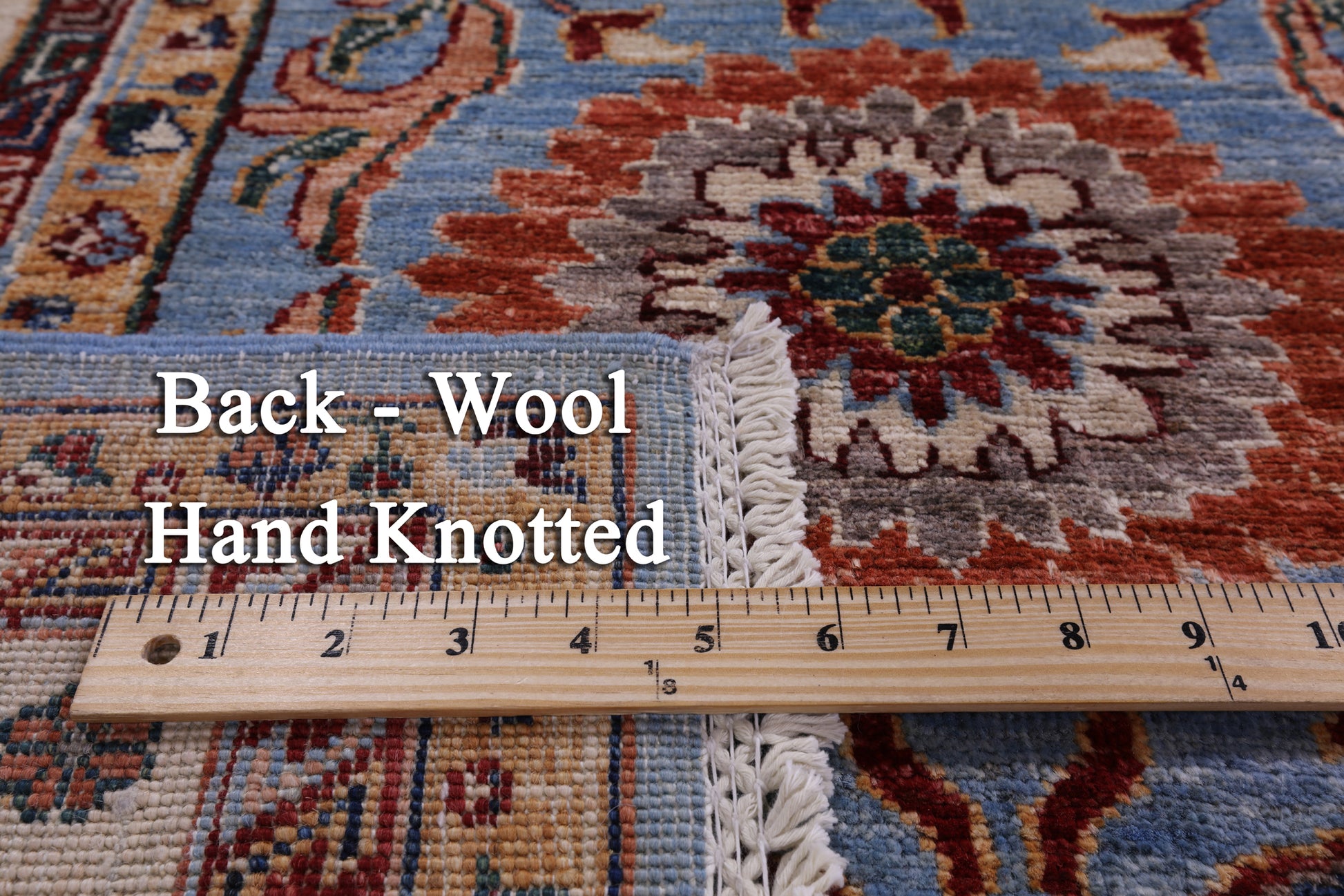 Blue Persian Tabriz Hand Knotted Wool Rug - 8' 4" X 9' 10" - Golden Nile