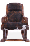 Hair-On Cowhide Wooden Handcrafted Rocking Chair - Golden Nile