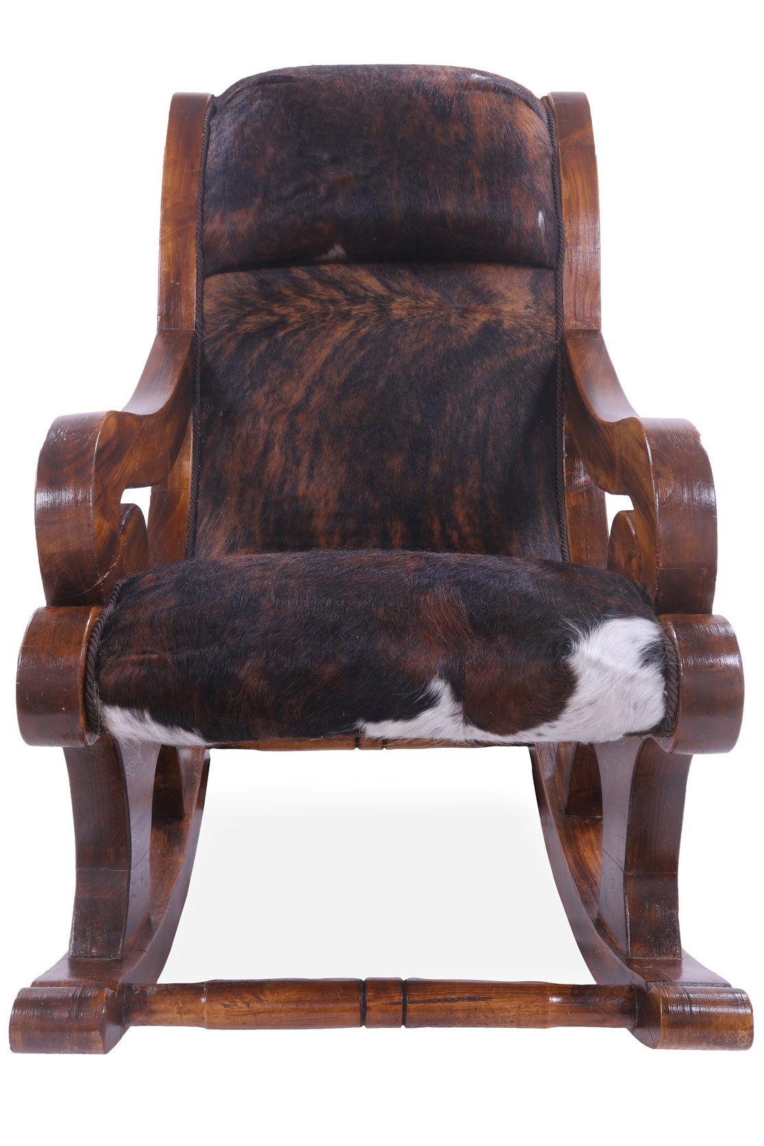 Hair-On Cowhide Wooden Handcrafted Rocking Chair - Golden Nile
