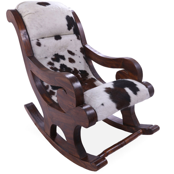 Hair-On Cowhide Wooden Handcrafted Rocking Chair – Golden Nile