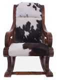 Hair-On Cowhide Wooden Handcrafted Rocking Chair - Golden Nile