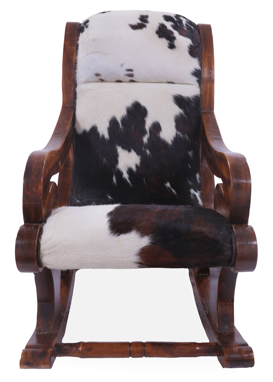 Hair-On Cowhide Wooden Handcrafted Rocking Chair - Golden Nile