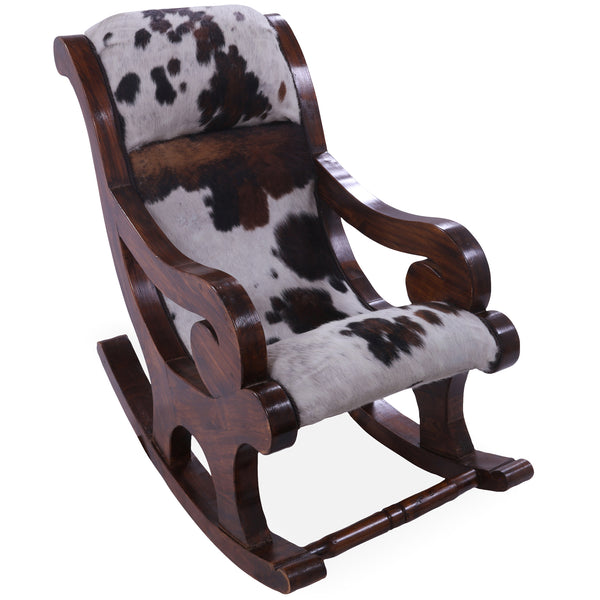 Hair-On Cowhide Wooden Handcrafted Rocking Chair – Golden Nile