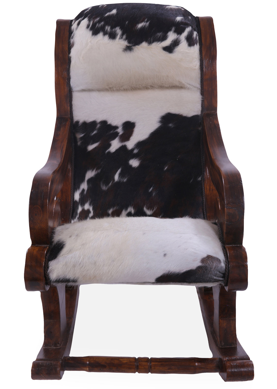 Hair-On Cowhide Wooden Handcrafted Rocking Chair - Golden Nile