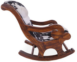 Hair-On Cowhide Wooden Handcrafted Rocking Chair - Golden Nile