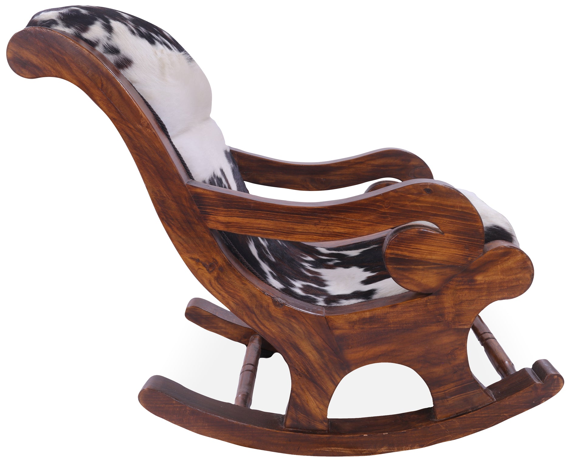 Hair-On Cowhide Wooden Handcrafted Rocking Chair - Golden Nile
