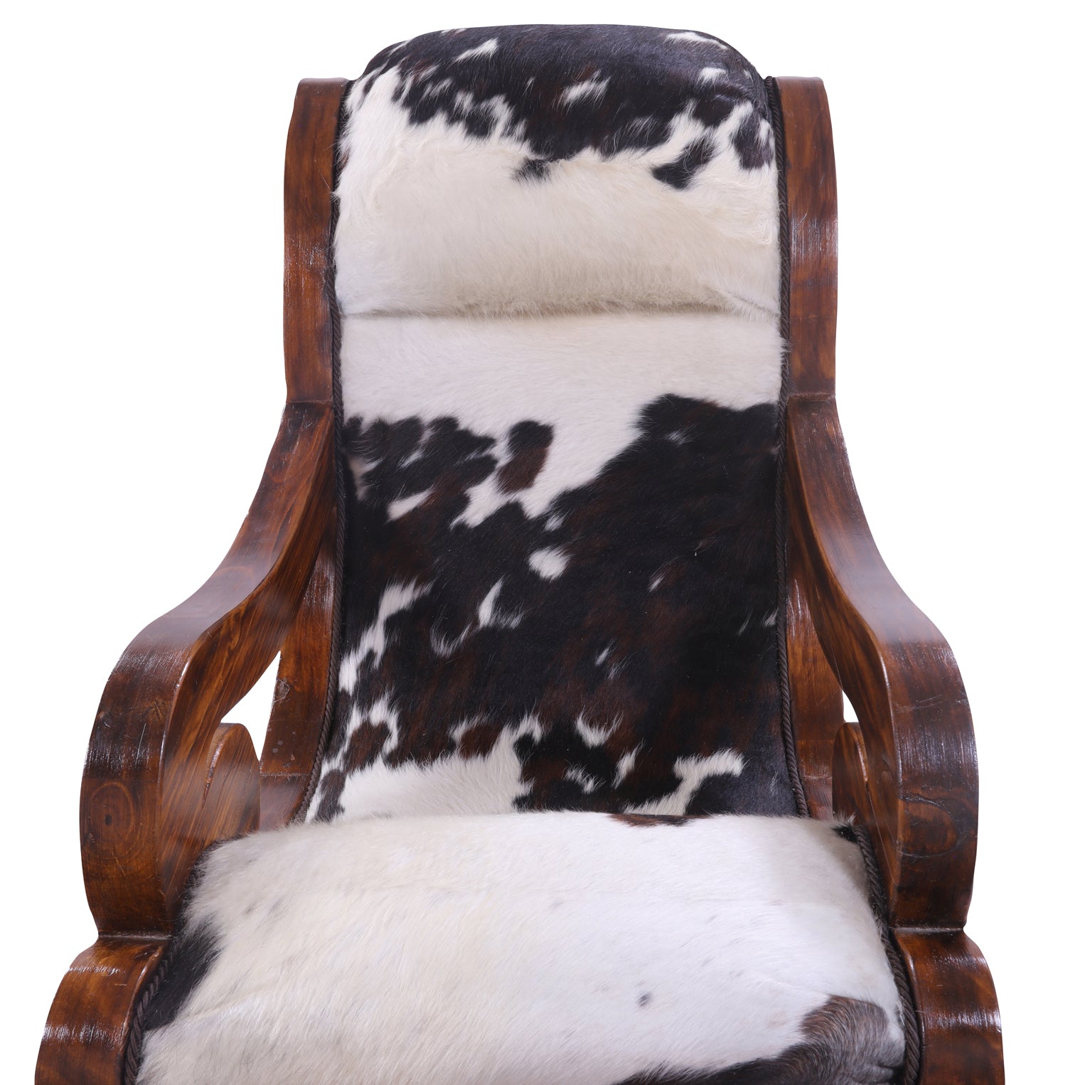Hair-On Cowhide Wooden Handcrafted Rocking Chair - Golden Nile